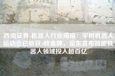 西南证券-机器人行业周报：宇树机器人运动会已斩获3枚金牌，京东宣布智能机器人领域投入超百亿