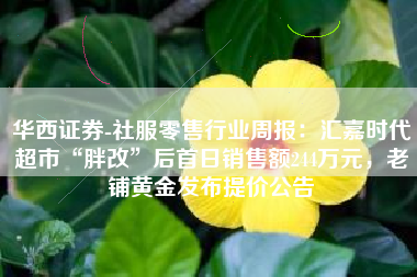 华西证券-社服零售行业周报：汇嘉时代超市“胖改”后首日销售额244万元，老铺黄金发布提价公告