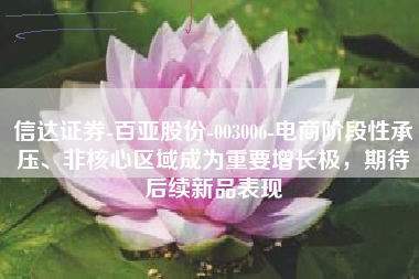 信达证券-百亚股份-003006-电商阶段性承压、非核心区域成为重要增长极，期待后续新品表现