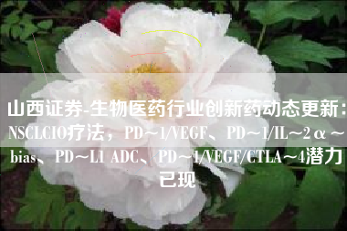 山西证券-生物医药行业创新药动态更新：NSCLCIO疗法，PD~1/VEGF、PD~1/IL~2α~bias、PD~L1 ADC、PD~1/VEGF/CTLA~4潜力已现