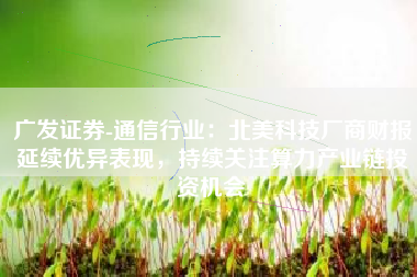 广发证券-通信行业：北美科技厂商财报延续优异表现，持续关注算力产业链投资机会
