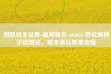 国联民生证券-德邦股份-603056-营收保持平稳增长，成本承压拖累业绩
