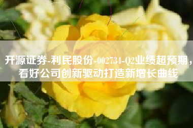 开源证券-利民股份-002734-Q2业绩超预期，看好公司创新驱动打造新增长曲线