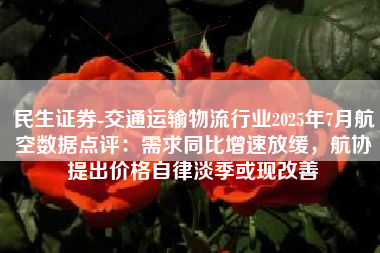 民生证券-交通运输物流行业2025年7月航空数据点评：需求同比增速放缓，航协提出价格自律淡季或现改善