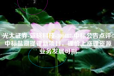 光大证券-蓝晓科技-300487-中标公告点评：中标盐湖提锂新项目，锂价上涨锂资源业务发展可期