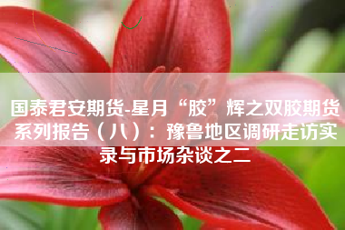 国泰君安期货-星月“胶”辉之双胶期货系列报告（八）：豫鲁地区调研走访实录与市场杂谈之二