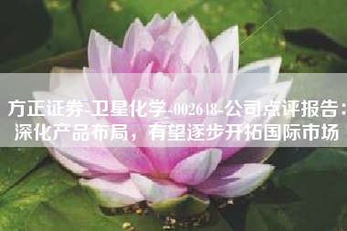 方正证券-卫星化学-002648-公司点评报告：深化产品布局，有望逐步开拓国际市场
