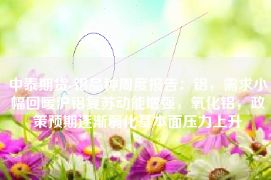 中泰期货-铝品种周度报告：铝，需求小幅回暖沪铝复苏动能增强，氧化铝，政策预期逐渐弱化基本面压力上升