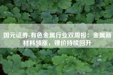 国元证券-有色金属行业双周报：金属新材料领涨，锂价持续回升