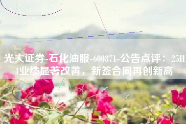 光大证券-石化油服-600871-公告点评：25H1业绩显著改善，新签合同再创新高
