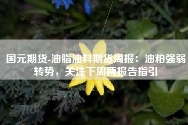 国元期货-油脂油料期货周报：油粕强弱转势，关注下周两报告指引