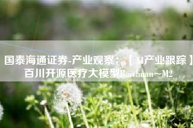 国泰海通证券-产业观察：【AI产业跟踪】百川开源医疗大模型Baichuan~M2