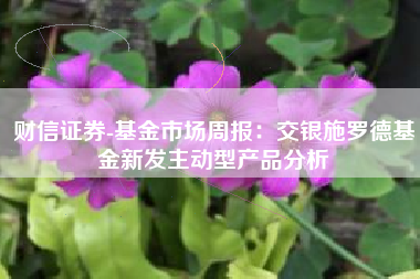 财信证券-基金市场周报：交银施罗德基金新发主动型产品分析