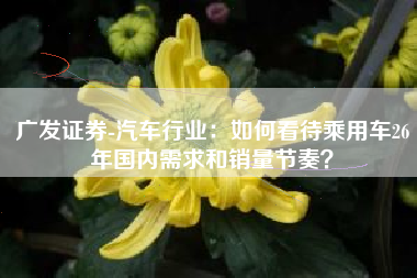 广发证券-汽车行业：如何看待乘用车26年国内需求和销量节奏？