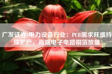 广发证券-电力设备行业：PCB需求旺盛持续扩产，高端电子电路铜箔放量