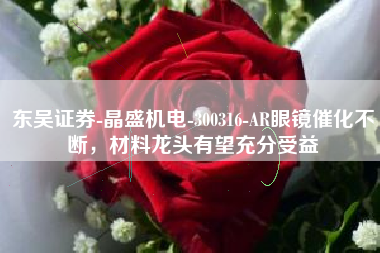 东吴证券-晶盛机电-300316-AR眼镜催化不断，材料龙头有望充分受益