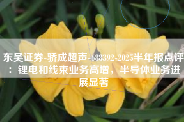 东吴证券-骄成超声-688392-2025半年报点评：锂电和线束业务高增，半导体业务进展显著