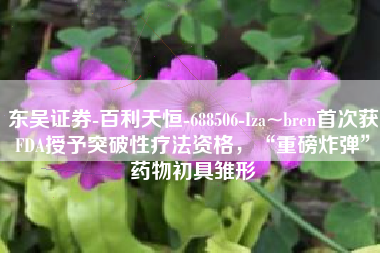 东吴证券-百利天恒-688506-Iza~bren首次获FDA授予突破性疗法资格，“重磅炸弹”药物初具雏形