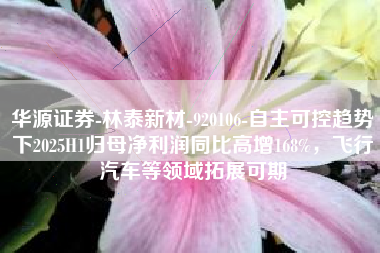 华源证券-林泰新材-920106-自主可控趋势下2025H1归母净利润同比高增168%，飞行汽车等领域拓展可期