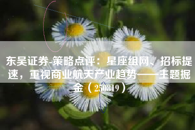东吴证券-策略点评：星座组网、招标提速，重视商业航天产业趋势——主题掘金（250819）