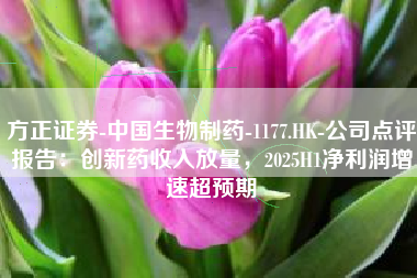 方正证券-中国生物制药-1177.HK-公司点评报告：创新药收入放量，2025H1净利润增速超预期