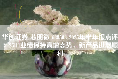 华创证券-芯朋微-688508-2025年半年报点评：25H1业绩保持高增态势，新产品进展顺利