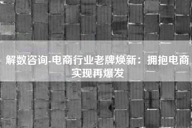 解数咨询-电商行业老牌焕新：拥抱电商实现再爆发
