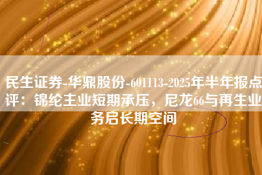 民生证券-华鼎股份-601113-2025年半年报点评：锦纶主业短期承压，尼龙66与再生业务启长期空间