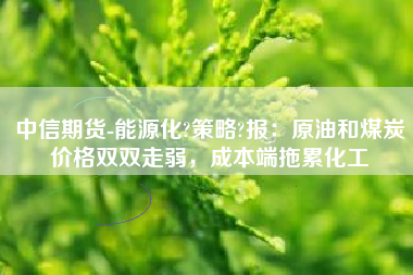 中信期货-能源化?策略?报：原油和煤炭价格双双走弱，成本端拖累化工
