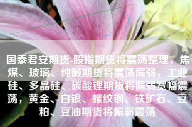 国泰君安期货-股指期货将震荡整理，焦煤、玻璃、纯碱期货将震荡偏弱，工业硅、多晶硅、碳酸锂期货将偏弱宽幅震荡，黄金、白银、螺纹钢、铁矿石、豆粕、豆油期货将偏弱震荡