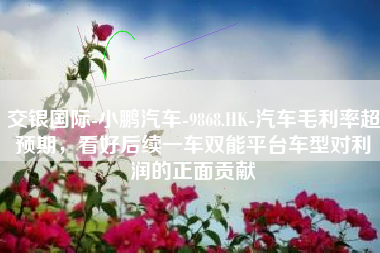 交银国际-小鹏汽车-9868.HK-汽车毛利率超预期，看好后续一车双能平台车型对利润的正面贡献