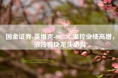 国金证券-英维克-002837-温控业绩高增，液冷板块龙头出海