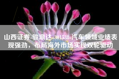 山西证券-骏鼎达-301538-汽车领域业绩表现强劲，布局海外市场实现双轮驱动