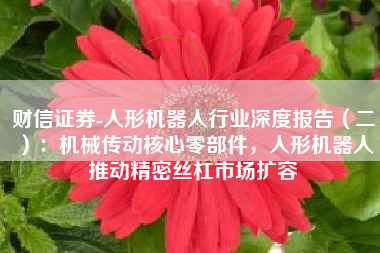 财信证券-人形机器人行业深度报告（二）：机械传动核心零部件，人形机器人推动精密丝杠市场扩容