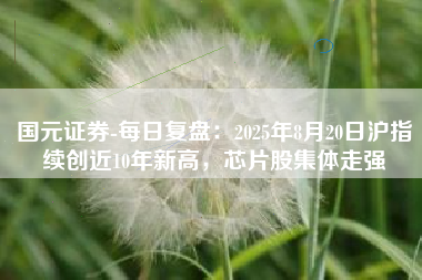 国元证券-每日复盘：2025年8月20日沪指续创近10年新高，芯片股集体走强