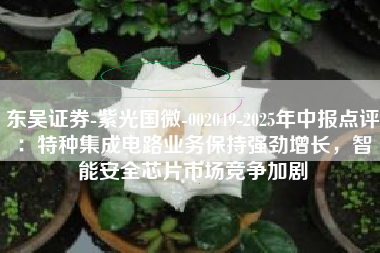 东吴证券-紫光国微-002049-2025年中报点评：特种集成电路业务保持强劲增长，智能安全芯片市场竞争加剧