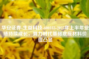 华安证券-生益科技-600183-2025年上半年业绩持续成长，算力时代基础底座材料价值凸显