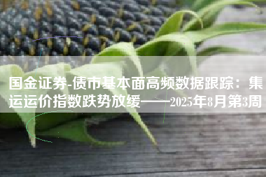 国金证券-债市基本面高频数据跟踪：集运运价指数跌势放缓——2025年8月第3周