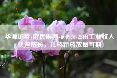 华源证券-健民集团-600976-25H1工业收入快速增长，儿药新药放量可期