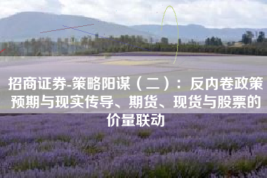 招商证券-策略阳谋（二）：反内卷政策预期与现实传导、期货、现货与股票的价量联动