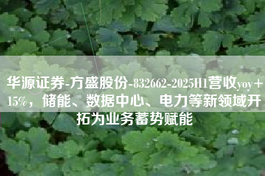 华源证券-方盛股份-832662-2025H1营收yoy+15%，储能、数据中心、电力等新领域开拓为业务蓄势赋能