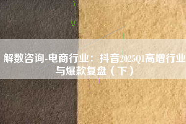 解数咨询-电商行业：抖音2025Q1高增行业与爆款复盘（下）