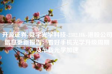 开源证券-舜宇光学科技-2382.HK-港股公司信息更新报告：看好手机光学升级周期及车载光学加速