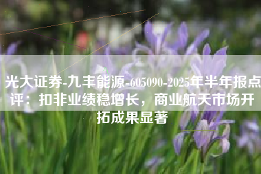 光大证券-九丰能源-605090-2025年半年报点评：扣非业绩稳增长，商业航天市场开拓成果显著