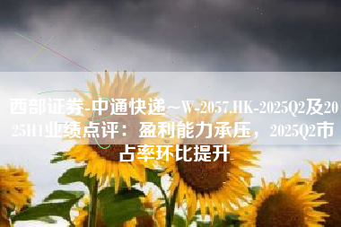西部证券-中通快递~W-2057.HK-2025Q2及2025H1业绩点评：盈利能力承压，2025Q2市占率环比提升