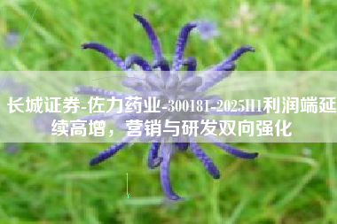 长城证券-佐力药业-300181-2025H1利润端延续高增，营销与研发双向强化