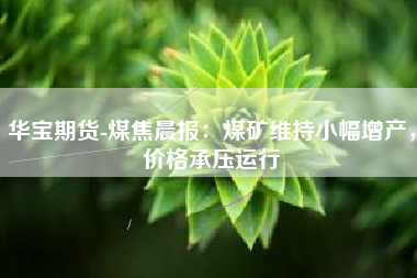 华宝期货-煤焦晨报：煤矿维持小幅增产，价格承压运行