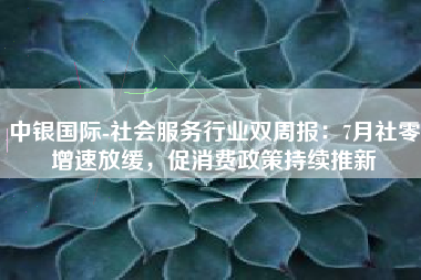 中银国际-社会服务行业双周报：7月社零增速放缓，促消费政策持续推新