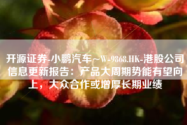 开源证券-小鹏汽车~W-9868.HK-港股公司信息更新报告：产品大周期势能有望向上，大众合作或增厚长期业绩