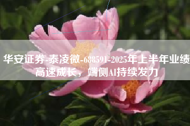 华安证券-泰凌微-688591-2025年上半年业绩高速成长，端侧AI持续发力